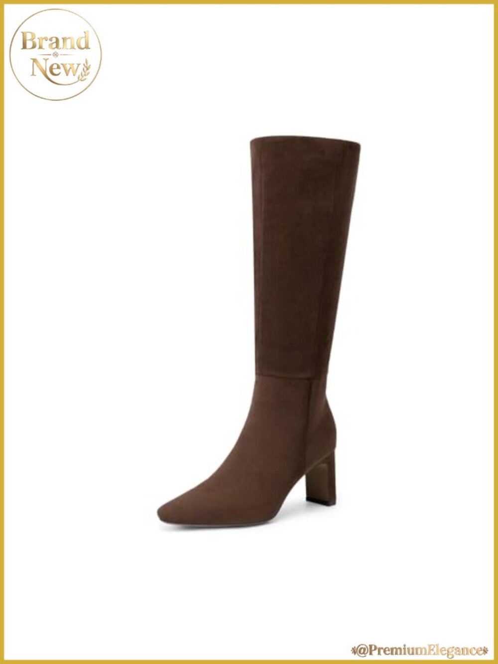 Chunky Heel Knee High Faux Leather Boots
